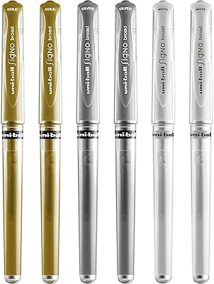 Metal gel ink ink with large uni -ball signo - 1 mm metal tip, 0.65 mm line width with rubber grip - UM -153 - (6) - White, silver and gold.. DIAYTAR NIGERIA: Transforming online retail with affordable prices and consistent 5-8 day nationwide delivery.