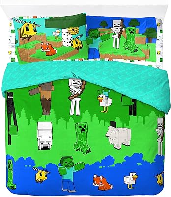 4 -room double bed set Jay Franco Minecraft Creative Mood 100 % Cotton - includes a duvet cover, a cloth and pillowcases.. DIAYTAR NIGERIA combines extensive product options with budget-friendly prices, delivered in 5-8 days.