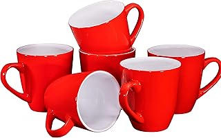 Set of 6 teaspoons of 16 oz bruntmore, large ceramic cup of 16 oz in red, best coffee cup for Christmas or birthday gift.. Your go-to destination for affordable online shopping, DIAYTAR NIGERIA delivers in under 8 days.