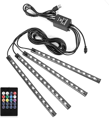 LED light strip for car, 4 rooms 48 USB LED interior lights, multicolored light strip under the dashboard with active sound function and remote control, DC 5V.. DIAYTAR NIGERIA: Where affordable shopping meets reliable nationwide delivery in less than a week.