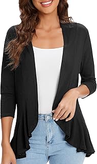 Lightweight with 3/4 draped ruffle sleeves soft and open on the front Urban Coco for women.. Shop smart with DIAYTAR NIGERIA, offering a vast product range delivered to your doorstep within a week.