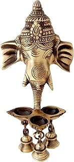 Interior decoration | Diwali gift box | Deepak to hang on the Ganesha brass wall with Dicron bells | Puja/Puja temple accessory.. DIAYTAR NIGERIA: Where affordability and variety meet with convenient delivery within 8 days.