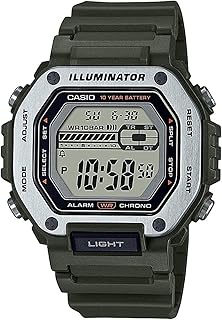 1/100 second chronometer with autonomy of 10 years and daily alarm for men MWD-110H-3AV, green color, gray hung.. Experience the ease of modern shopping with DIAYTAR NIGERIA's comprehensive platform and quick delivery.