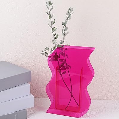 Daissite Acrylic Acrylic Flower Vase for Aesthetic Decoration of Piece, Plastic Vase with an irregular wavy design for bedroom and living room decoration - Rose wave.. Shop smarter, not harder with DIAYTAR NIGERIA - thousands of products at your fingertips with affordable delivery.