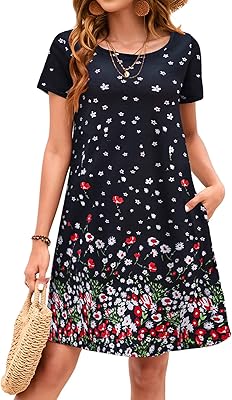 Summer Dress without sleeve with floral print for women/short -term and loose short -sleeved pockets.. Shop like never before with DIAYTAR NIGERIA's comprehensive marketplace and budget-friendly shipping.