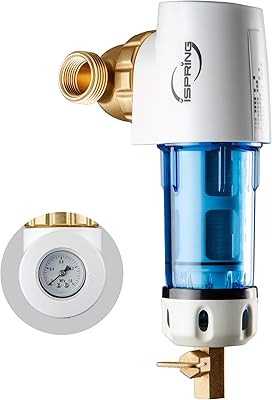 Ispring WSP100gr Reusable water filter 100 microns with integrated scraper, 360 degree rotary head and manometer, blue.. Save more, wait less — DIAYTAR Nigeria delivers faster than ever.