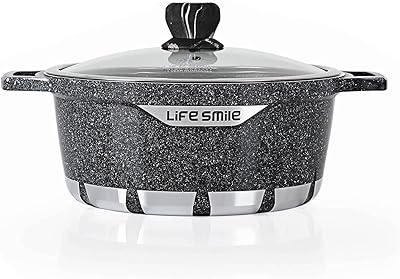 Life Smile aluminum pot with glass cover | Pass in the oven and without pfoa | 5 -layer granite non -stick coating | Dishwash pass (20 cm, blue).. DIAYTAR NIGERIA brings the marketplace home to you with affordable prices and delivery in 5-8 days.