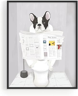 HOSS & HOSS Funny Dog Bathroom Decoration - Funny dog ​​wall art poster | Wall stickers and dog animals stickers, funny bathroom panels and fun bathroom art of a French bulldog in the bathroom without frame (8 x 10).. Shop across categories at DIAYTAR NIGERIA with the confidence of affordable prices and delivery within 8 days.