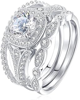 Set of three fashion rings in one, set of round alliances, engagement rings, 925 silver ring, cubic zirconia, promise of eternity for women, size 6-10.. Affordable luxury and fast service — only on DIAYTAR Nigeria.