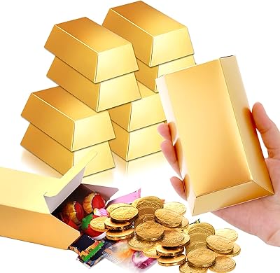 24 pieces Brasaco Faux Lingots d'Or, Gold Draged Box for Chocolate Festival, Gold Pieces, Treasure, Bricks, Casino Pirate Paper Boxes, Candy, Games, Decoration.. DIAYTAR NIGERIA: Where every search leads to affordable products delivered promptly across Nigeria.