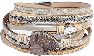 Bracelet rolled up in leather for women - hand -made clasp with pearls and crystal bracelets, jewelry gift for women and mom, stone leather, na.. Experience the ease of one-stop shopping with DIAYTAR NIGERIA's diverse catalog and nationwide delivery.