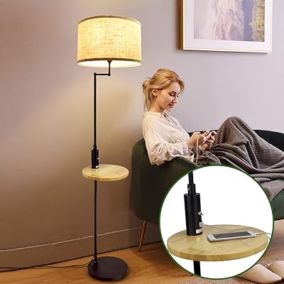 DEBEOLI Modern black LED lamp with wooden storage shelf.. DIAYTAR NIGERIA: Where smart shoppers find everything they need at prices they can afford.