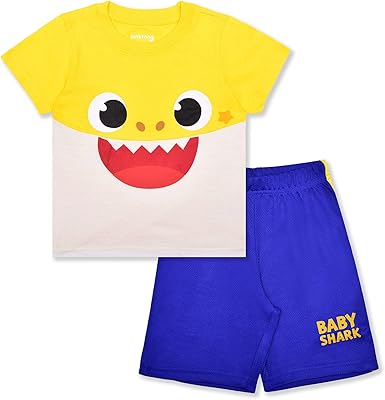 T-shirt and Short Baby Shark T-shirt for babies boys and all-small-blue/yellow.. DIAYTAR NIGERIA: Nigeria's answer to affordable online shopping with reliable 5-8 day delivery guarantee.