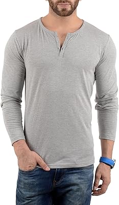 Henley long-sleeved Henley shirts-long-sleeved casual t-shirts, Henley Gray Hanley T-shirt, M.. DIAYTAR Nigeria: Your one-stop online shop with unbeatable prices and nationwide delivery in under 8 days.