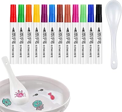12 -colored magic water marker, floating water drawing pen with ceramic spatula. erasable marker pens for whiteboard for boys and girls.. DIAYTAR NIGERIA: Your affordable gateway to thousands of products delivered within a week.