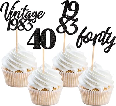 Siki Ctcy Vintage 1983 Cupcake Toppers, Lot of 24, 40 Cheers Glitter, 40pcs favorite number 1983 Cupcake Toppers for 40th birthday, Wedding and Birthday Party, Black.. DIAYTAR Nigeria — the online store where variety meets value.