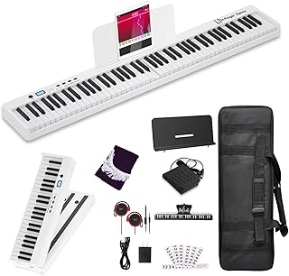 Foldable Foldable Dance Foldable Piano With Support, Digital Piano with 88 Improved Wood Grain Tactile Touch with Portable Midi Bluetooth for beginners (Pearl White).. DIAYTAR NIGERIA brings the market to your fingertips with affordable prices and swift delivery services.
