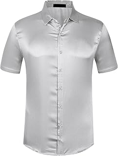 Lars Amadeus for men's satin shirts with pointed neck short sleeves and buttoned.. Your e-commerce hub for everything — DIAYTAR Nigeria has you covered.