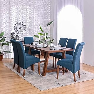 Set of dining room 7 rooms Danube Home Perlita - Walnut/Blue - 180 x 85 x 75 cm.. From phone accessories to home decor — DIAYTAR Nigeria ships it fast.