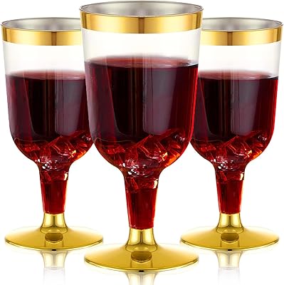 Castawave 10 plastic cups with golden edge, 6oz plastic cups with rod, disposable water cups reusable for birthday party.. With DIAYTAR Nigeria, your wishlist becomes reality, fast.