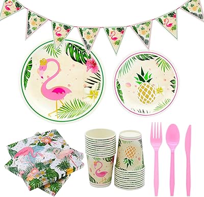 Set of disposable dishes Beauty Flamingo, for 20 guests with plates, cups, towels, cutlery and banner (141 pieces) (Flamingo).. Your everyday shopping destination, DIAYTAR NIGERIA offers quality and value delivered within days.