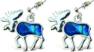 Aqua blue and silver blue metal earrings, trendy pendant jewelry with New Zealand Paua shell and ear mode on the theme of mountain animals (2 sets).. Experience shopping freedom with DIAYTAR NIGERIA's comprehensive platform and reliable shipping service.