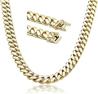 Cuban gold -shaped chain necklace in 24 carat gold for men and women, 14 mm diamond waist, thick plated, American clasp.. Transform how you shop with DIAYTAR NIGERIA's vast selection and budget-friendly delivery options.