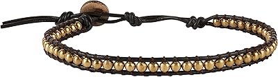 Ankle bracelet in round copper pearls for men, 10 to 10.5 inches, woven