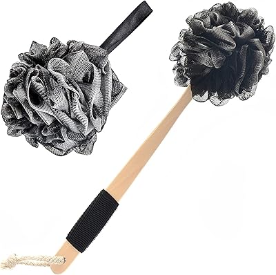Loofah cleaner for the back with bamboo charcoal | Long -handed bath loofah | Exfoliating bath sponge for body and back.. Shop confidently with DIAYTAR NIGERIA, offering affordable prices and reliable delivery within a week.