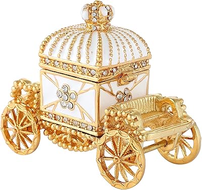 Kevo enameled jewelry box with royal carrosse pattern in ancient white, unique gift for the family.. Discover the joy of online shopping with DIAYTAR NIGERIA's budget-friendly prices and reliable shipping.