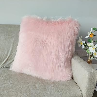 Decorative fake fur cushion cover, plush cushion cover, soft and soft cushion covers for sofa, chair and bed - 18 x 18 inches (light pink).. Affordable convenience is here — shop DIAYTAR Nigeria today.
