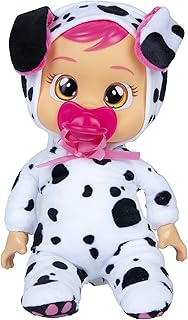 Cry Babies Tiny Cuddles Dotty - 9 -inch baby doll, crying real tears, black and white (multicolored).. Your daily needs delivered to your door — DIAYTAR Nigeria style.