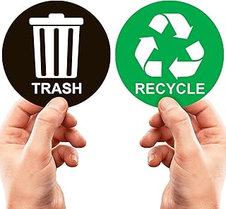 Track label - Perfect stickers for trash cans - 5 "x 5" - Perfect markers for garbage cans at home or at the office - Suitable for interior and exterior use - 2 - Green recycling package, black.. DIAYTAR NIGERIA: Bringing quality products to every Nigerian home at prices everyone can afford.