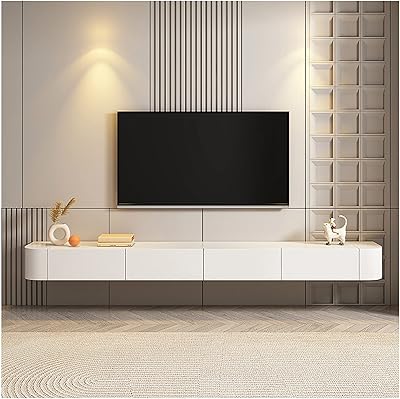Floating TV shelf, Wall floating TV furniture, multimedia console, floating wall shelf for TV furniture, for bedroom, living room, multimedia room, games room (color: white-a, size: 180 cm).. Discover endless possibilities with DIAYTAR NIGERIA's comprehensive catalog and reliable delivery service.
