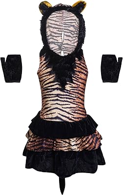 Tiger costume for girls Oupmuang Halloween Tiger Costume Animal Dress with ears, tail and gloves.. DIAYTAR NIGERIA: Where affordability meets reliability with thousands of products delivered promptly.