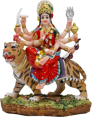 Statue of Idol of the Indian goddess DURGA - 5.8 "in height Hindu Hindu DURGA on statue of Tiger for the house, the office, the mandir, the temple of tar, the sanctuary of Puja, gift from Diwali.. DIAYTAR NIGERIA: Connecting Nigerians with their needs through our affordable and diverse marketplace.