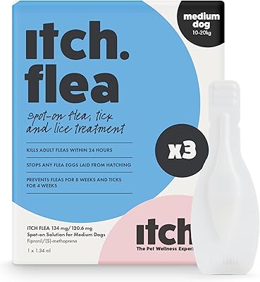 Treatment against itching, fleas and ticks for medium -sized dogs | Kill fleas, lice, ticks, eggs and larvae | With Fipronil and S-Metheoprene | 3 pipettes | Dogs 10kg - 20kg.. DIAYTAR NIGERIA delivers happiness in 5-8 days with our affordable and diverse product range.