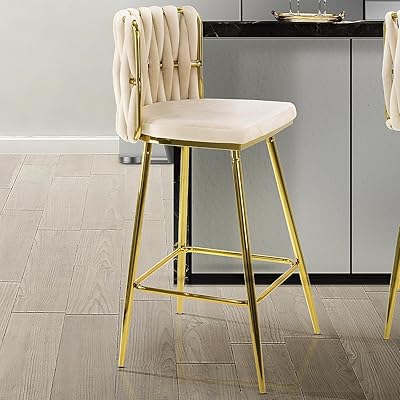 Vanity Living bar chairs with velvet fabric, Viola bar chair 99 cm golden finish for kitchen table.. Embrace the convenience of DIAYTAR NIGERIA with thousands of products at your fingertips, delivered nationwide.