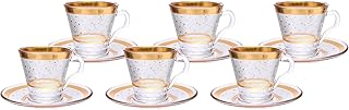 Set of cups and saucers in orchid glass 6 pieces together.. DIAYTAR NIGERIA: Your trusted partner for affordable online shopping with reliable delivery timeframes.