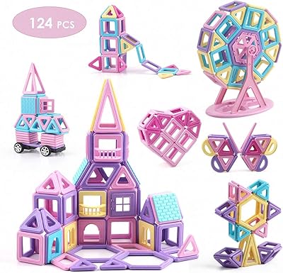Set of magnetic construction blocks 124 pieces educational tiles so that children.. Shop easy, pay less, get it fast — with DIAYTAR Nigeria.