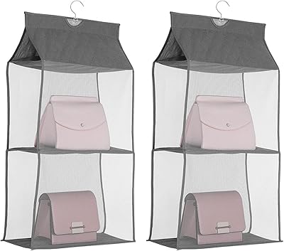 Organizer of handbag to hang in a cupboard, pack of 2 non-woven storage bag supports with 2 low-bulky shelves, gray.. DIAYTAR NIGERIA redefines convenience with our vast product selection and swift nationwide delivery.