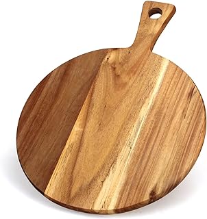 Acacia wooden cutting board with handle, round wood cutting board for bread, meat, sandwich service, round cutting board.. From phone accessories to home decor — DIAYTAR Nigeria ships it fast.
