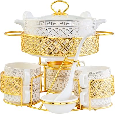 Bone China CX1526S G78 Golden Soup Service 17 Pieces with golden metal support.. Discover the convenience of DIAYTAR NIGERIA's vast e-commerce platform with delivery in just 5-8 days.