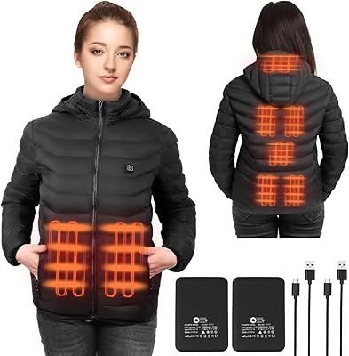 Hot woman for women with 2 10,000 mAh battery packages, waterproof thermal coat and windbreaker with 8 heating areas for outdoor use.. DIAYTAR NIGERIA: Making online shopping accessible with affordable prices and nationwide delivery service.