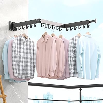 Dalmaon wall clothing stand, foldable and retractable insufficient clothing clothing for laundry, balcony, bedroom, dark gray.. Shop smarter with DIAYTAR NIGERIA's vast product range and budget-friendly delivery within the week.