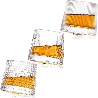 Set of 3 crystal whiskey glasses of 5 oz, recyclable old old glasses, rocky bar glass to drink bourbon, tape, cocktails, cognac (3 pieces).. DIAYTAR NIGERIA connects your desires with reality through our affordable e-commerce platform and quick delivery.