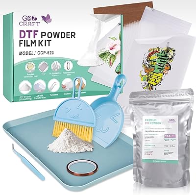 GO2CRAFT DTF transfer film powder kit, 20 DTF films for DTF sublimation printer, DTF powder DTF Thermofusible white digital 17.6 OZ/500 g, DTF transfer Kit washable and durable for t-shirt, gifts.. DIAYTAR NIGERIA: Where shopping dreams become reality with affordable prices and prompt shipping.