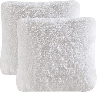 Set of 2 decorative white faux fur cushions with insert for sofa.. Shop confidently on DIAYTAR Nigeria — everything you need, delivered quickly.