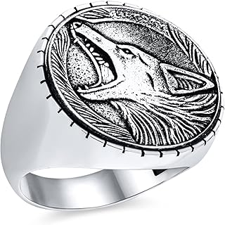 Personalized animal hunter, Nordic Viking Warrior, signetry with roaring wolf head, Sterling silver ring 925 oxidized.. Easy checkout, quick delivery — shop now on DIAYTAR Nigeria.