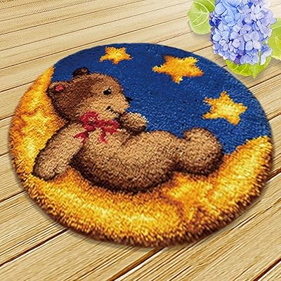 Embroidered carpet, set of handmade hooks made by hand, animal carpet bear 38 x 38 cm (15 x 15 inches).. Nigeria's fastest-growing e-commerce site offers unbeatable prices and delivery within 8 days.